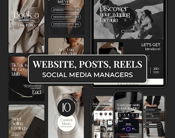 Modèle de site Web Canva, bobines Instagram sans visage, articles, histoires pour les responsables des médias sociaux, assistants virtuels, marketing numérique FC01