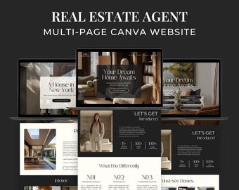 Multi-Page Canva Website Template for Real Estate Agents: Landing Page, Link in Bio, Property Listing, Realtor Marketing SI01