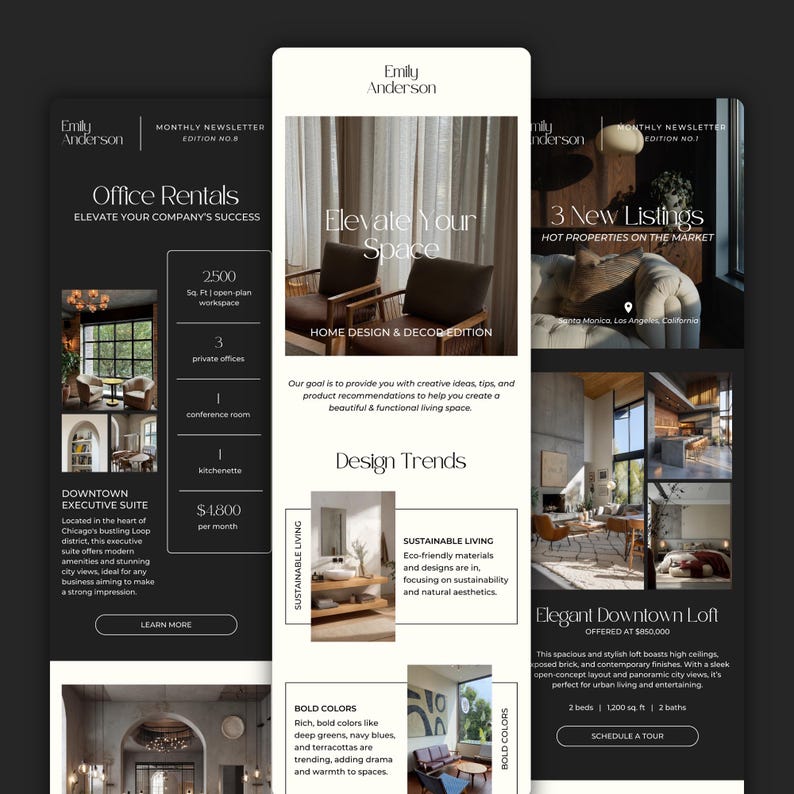 Real Estate Newsletter Template for Canva, Realtor Marketing, Email Marketing, Faceless Marketing, Mailchimp Email Template SI01 image 4
