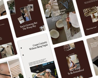 Modèles de publications et de stories Instagram marron foncé - Gestionnaire de médias sociaux, créateur de contenu - Flux Instagram Scrapbook neutre tendance pour Canva