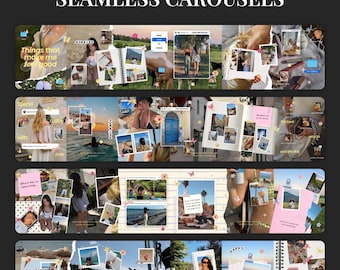 Modèle de carrousel Instagram fantaisiste et sans couture pour Canva - Album photo esthétique iOS Core, publication sur les réseaux sociaux pour les créateurs de contenu W1