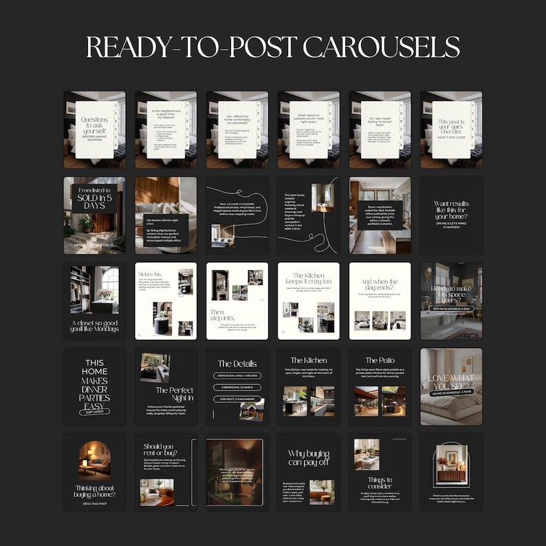 Real Estate Instagram Posts, Carousels & Stories - Social Media Canva Templates for Real Estate Agents, Realtor Marketing SI01 image 8