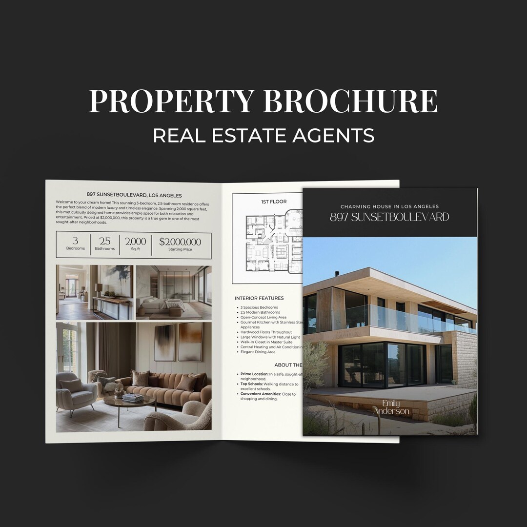 Property Listing Brochure Template for Real Estate Agents, Realtor ...