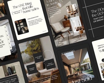 Real Estate Instagram Posts, Carousels & Stories - Social Media Canva Templates for Real Estate Agents, Realtor Marketing SI01