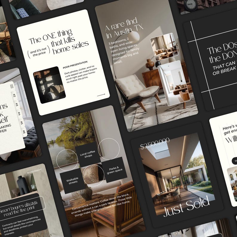 Real Estate Instagram Posts, Carousels & Stories - Social Media Canva Templates for Real Estate Agents, Realtor Marketing SI01 image 1