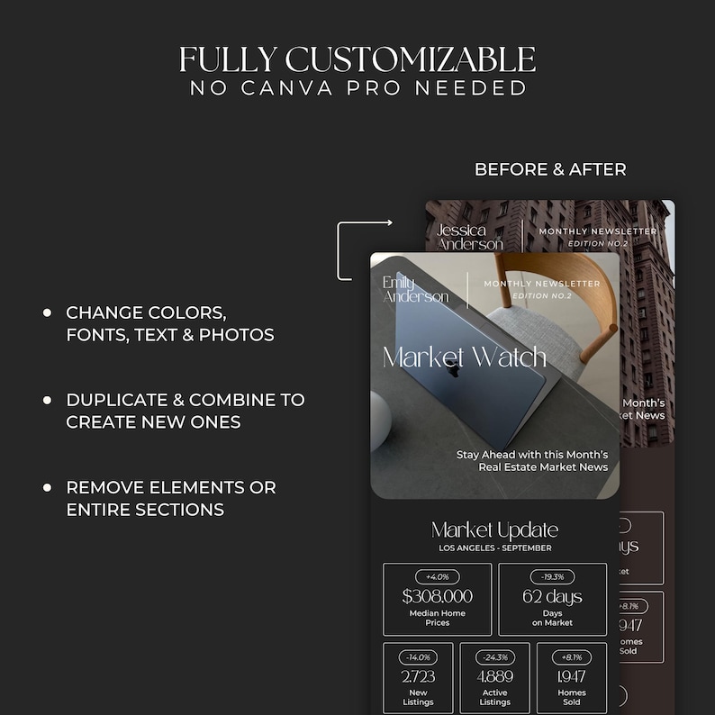 Real Estate Newsletter Template for Canva, Realtor Marketing, Email Marketing, Faceless Marketing, Mailchimp Email Template SI01 image 5