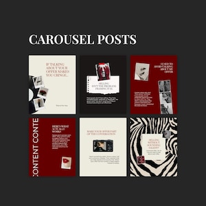 Burgundy Red Instagram Carousel Templates - Social Media Manager, Content Creator - Trendy Bold Instagram Posts for Canva CR1