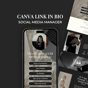 Link in Bio Design for Social Media Manager, Virtual Assistant, Business Coach, Canva Website Template, Digital Marketing Landing Page FC01