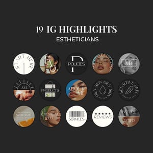 Plantillas elegantes de portadas destacadas de Instagram para el cuidado de la piel en Canva: esteticista, salón de belleza, tratamiento facial, spa médico - IG BE1