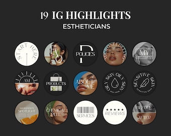 Elegant Skincare Instagram Highlight Cover Templates for Canva - Esthetician, Beauty Salon, Facial, Medspa - IG BE1