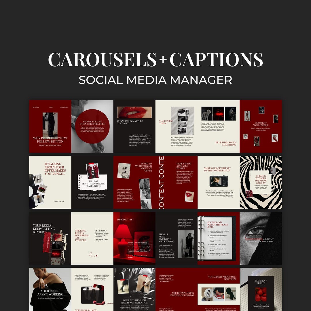 Burgundy Red Instagram Carousel Templates - Social Media Manager ...
