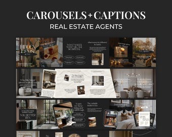 Modèles de carrousel Instagram pour le marketing immobilier, publications sur les réseaux sociaux pour agents, modèle de toile numérique, marketing pour agent immobilier SI01