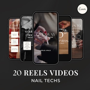 Nail Tech Instagram Reels Templates for Canva, Nail Technician Social Media Instagram Posts, Nail Artist Faceless Reels Videos FI01