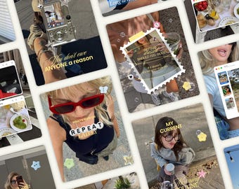 Modèles de publications Instagram fantaisistes pour : Créateurs de contenu, UGC, Gestionnaires de réseaux sociaux - Flux Instagram esthétique iOS, Scrapbooking Canva W1