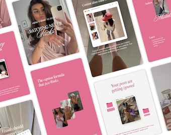 Modèles de posts et de stories Instagram roses pour iOS - Gestionnaire de médias sociaux, créateur de contenu - Flux Instagram minimaliste et féminin mignon pour Canva