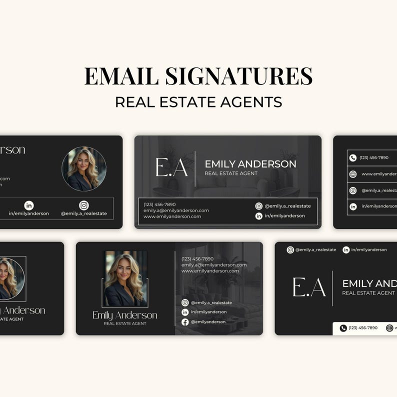 Assinatura de e-mail para imobiliárias no Canva, marketing para corretores de imóveis, modelos de e-mail marketing, identidade visual para imobiliárias, modelo do Gmail SI01 imagem 1