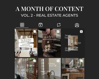 Ensemble carrousel et rouleaux Instagram pour agents immobiliers, calendrier de contenu marketing immobilier, flux Instagram, modèles Canva pour réseaux sociaux SI01