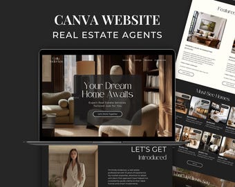 Real Estate Website Template for Canva, Realtor Website Design, Digital Realtor Marketing, Sales Landing Page, Real Estate Branding SI01