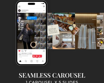Moody Seamless Instagram Carousel Template for Canva - Fall iOS Core Aesthetic Scrapbook, Social Media Post for Content Creators