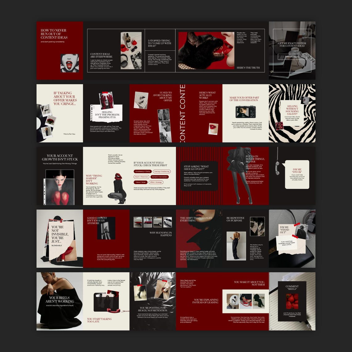 Burgundy Red Instagram Carousel Templates - Social Media Manager ...