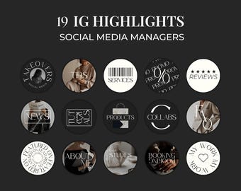 Instagram Highlight Covers für Canva, IG Highlight Covers für Social Media Heads & Virtuelle Assistenten, Digital Marketing Templates FC01