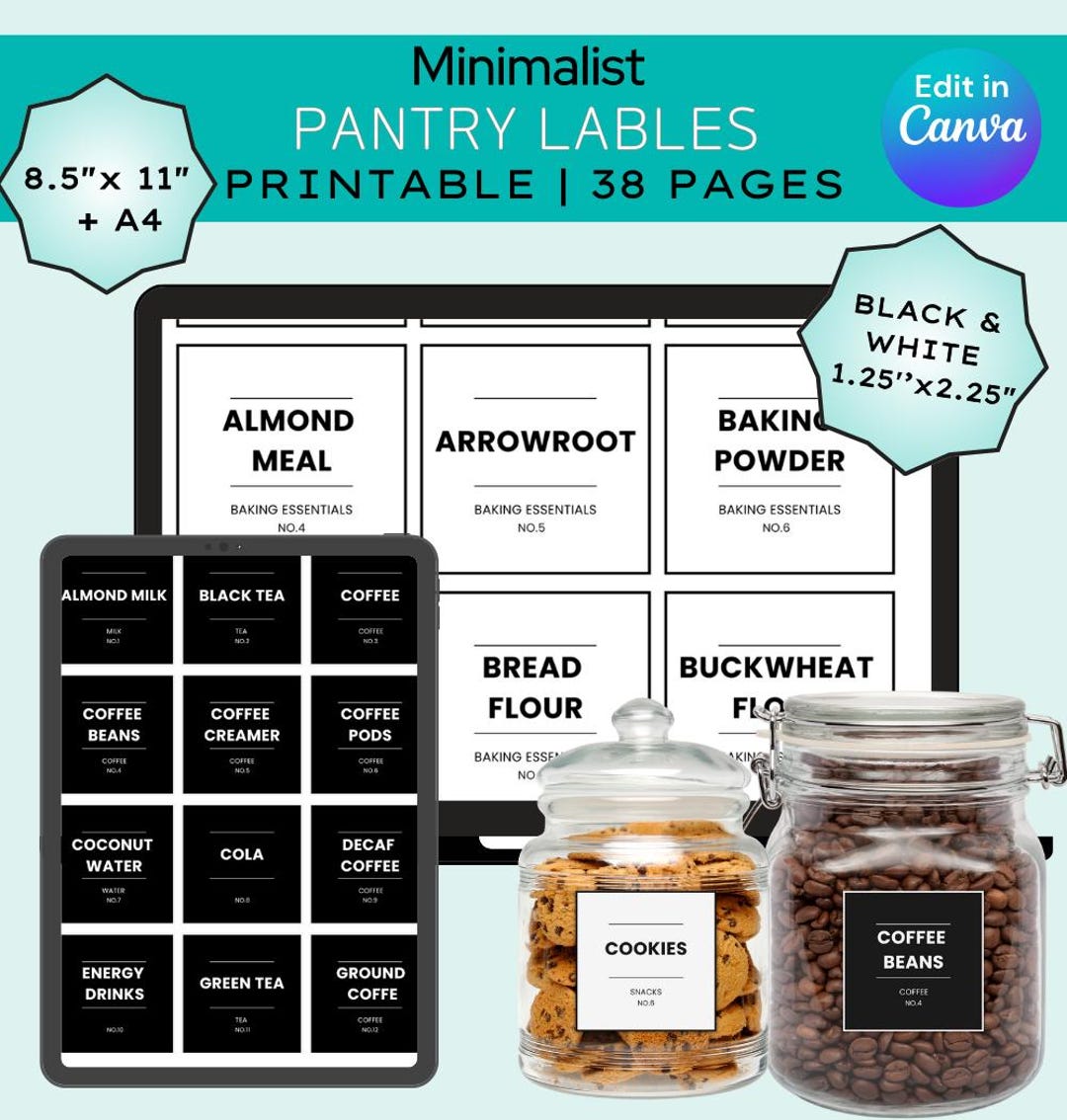 Minimalist Kitchen Pantry Labels: Customizable Template (printable ...