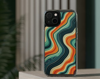 Retro Phone Case Rainbow Waves - Groovy Psychedelic iPhone Cover Good Vibes Samsung Art Hippie 70s Vintage Clothing