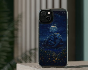 Beautiful Phone Case Moonlit Elephant - Serene Night Sky Art for iPhone Calming Dream Samsung Galaxy Cover