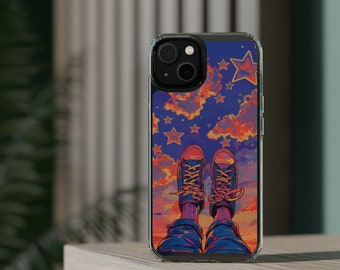 Cute Phone Case Canvas Sneakers - Dreamy Good Vibes Aesthetic  iPhone Pro Max Relaxing Clouds Samsung Cover Gift For Her