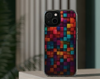 Cute Phone Case Colorful Jigsaw Puzzle - Good Vibes iPhone 14 13 12 11 Pro Max Samsung S22 Cover Vivid Square Pattern Art Lover Gift