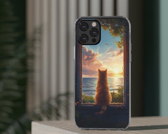 Masterpiece Cat & Ocean Phone Case - Colorful Animation Style for iPhone Samsung