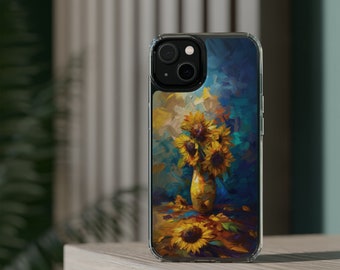 Cute Phone Case Sunflower Vase  -  Van Gogh Iconic Painting iPhone 14 13 12 Pro Max Cover Samsung S22 Fine Art Lover Gift Abstract Art