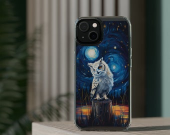 Van Gogh Owl Starry Night Phone Case - Enchanting iPhone Art Samsung Cover, Artistic Gift for Animal Lovers