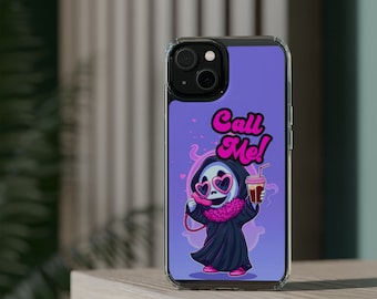 Ghostface Phone Case Call Me - Adorable Scream Horror iPhone Cover Funny Samsung Anime Lover Gift For Her Cute Girl iPhone Pro Max