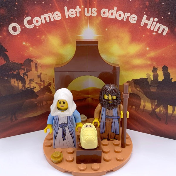 The Nativity – Custom LEGO® Minifigure Set in Red – O Come Let Us Adore Him – Adorable Visual Reminder of the True Meaning of Christmas