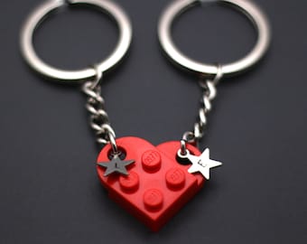 Personalised LEGO® Love Heart Double Keychain, creative gift to share with that special someone in your life
