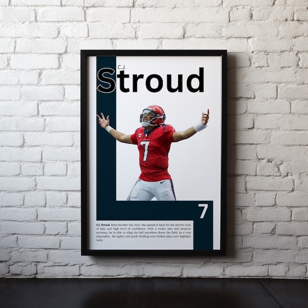 CJ Stroud Sports Poster For Decoration Sports Printable Wall Art Sports Decoration For Houston Texans Printable Poster