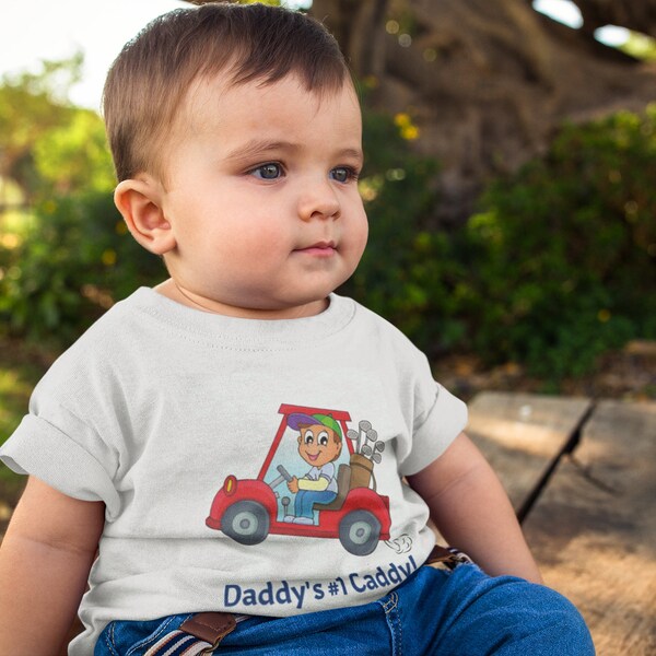 Infant Boy's Personalized Golfing T-shirt with adorable graphic and fun message is perfect for a day on the links with your favourite caddy