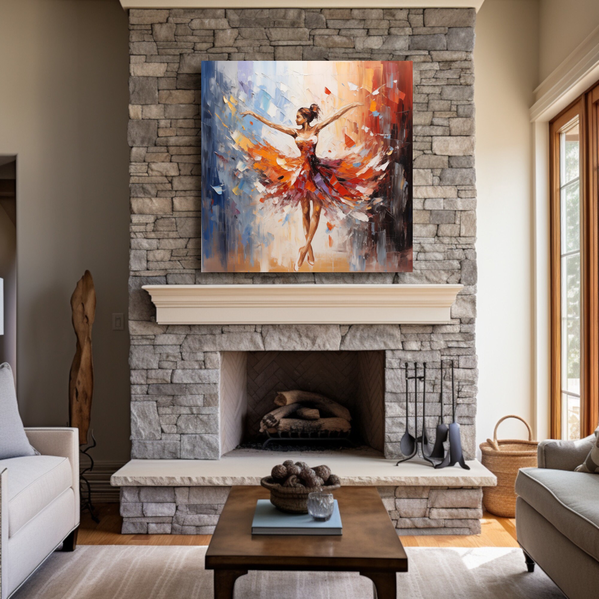 Colorful Abstract Ballet Dancer Print. Ballet Dancer Palette Knife Art ...