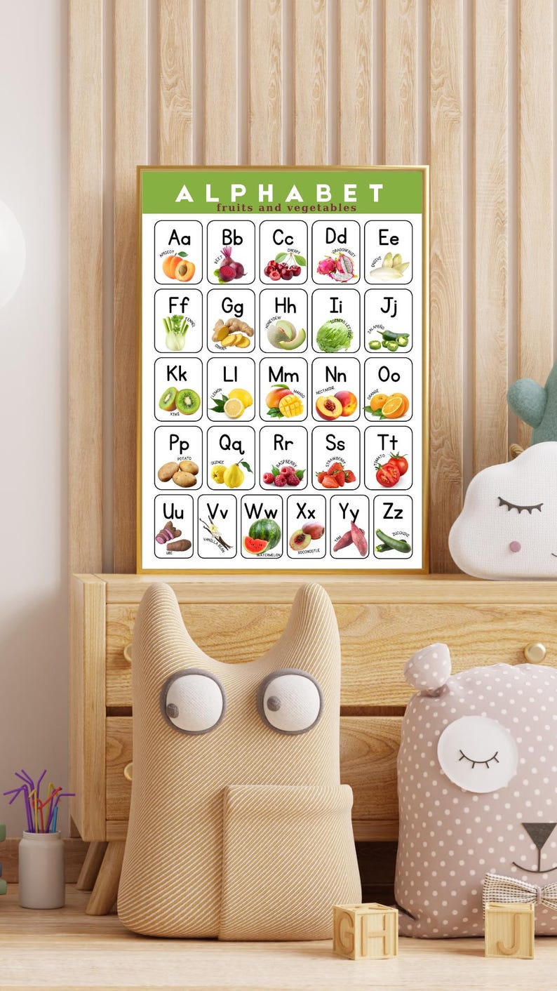 Alphabet Poster With Fruits and Vegetables – A to Z Chart for Kids - Etsy