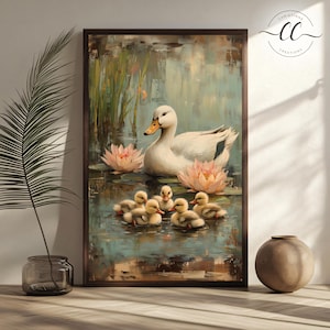 Vintage Duck Painting: Farmhouse Spring Wall Art (Digital Download)