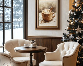 Heißer Kakao Winter Kunstdruck | Festliche Kakaotasse Illustration (Digitaler Download)