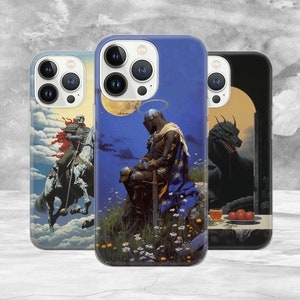 Mittelalterliche Ritter Handyhülle Kingdom Cover für iPhone 16 Pro, 15, 14, 13, 12, 11, Google Pixel 9, 8, 7A, 6A, Samsung Galaxy S24 Ultra, S24fe