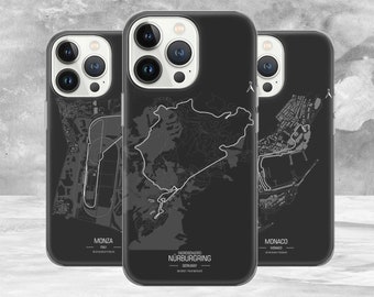 Formule 1 Telefoonhoesje Track Cover voor iPhone 15Pro, 14, 13, 12, 11, Google Pixel 8, 7A, 6A, Samsung S24Ultra, S23fe, S22, A54, A34