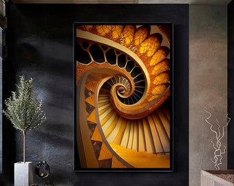 Digital image geometry and abstractions, golden fibonacci sequence, shocking and contemporary, modern art to decorate. Rescalable HQ