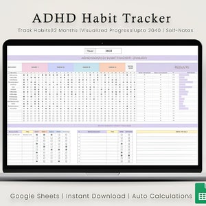 Habit Tracker Spreadsheet Template for Google Sheets, 2024 Habit ...