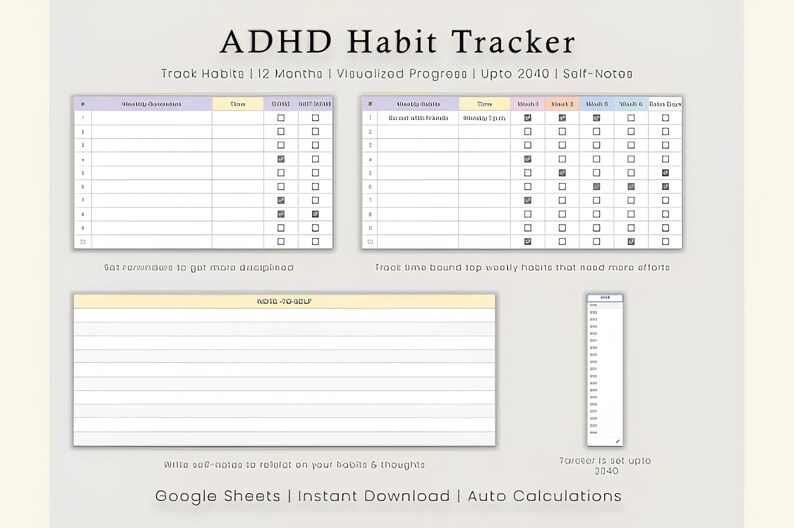 Habit Tracker Spreadsheet Template for Google Sheets, 2024 Habit ...