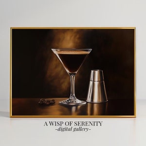 Minimalistyczny wydruk ścienny Espresso Martini Cocktail l Klasyczny obraz DO DRUKU l Wydruk w stylu vintage barowym l Elegancki wystrój domu l Pobieranie cyfrowe