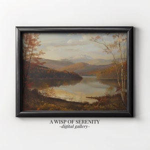 Herbstliche Landschaft See Kunstdruck l Herbst Farben Vintage Wandbild l Landhaus Wandbild Dekoration l Horizontaler Digitaler Download