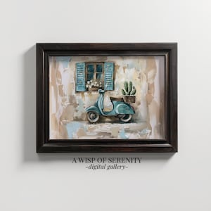 Vespa Memories in Barcelona PRINTABLE Wall Art l Horizontal Rustic Vintage Artwork l Neutral Kitchen Decor Art Print l Digital Download